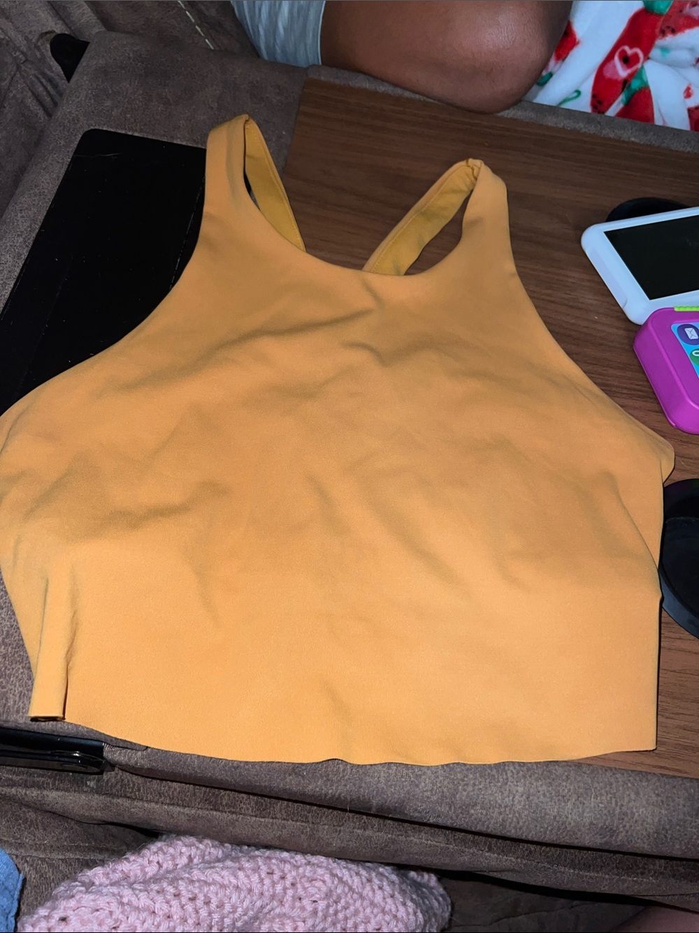 Nike Yoga Women's Mustard Yellow Racerback Crop Top
